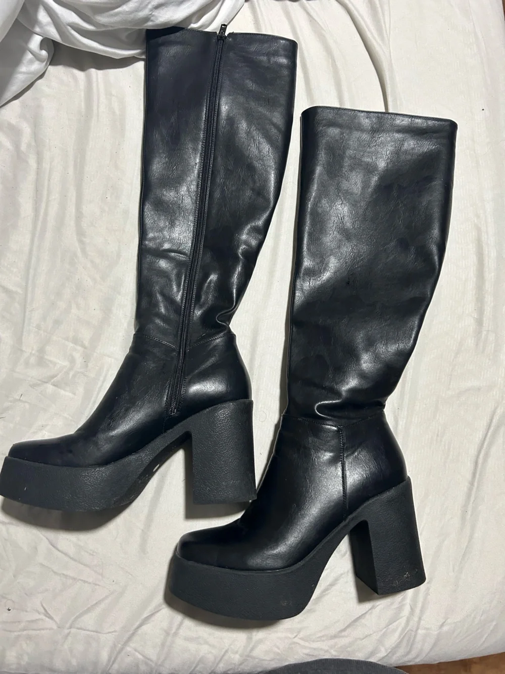 Platform Over-the-Knee Boots in Black